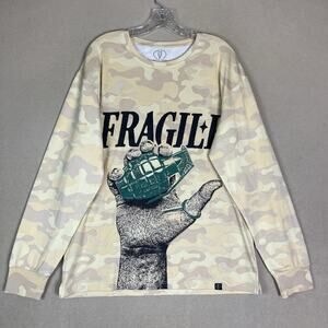Beautiful Bastard T-Shirt Mens L Multicolor Camo Fragile Graphic Long Sleeve Tee